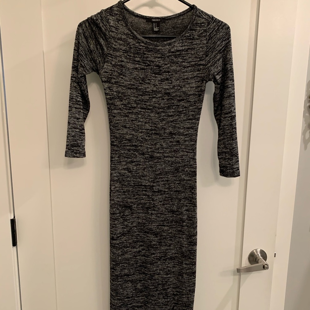 Grey thin sweater midi dress
